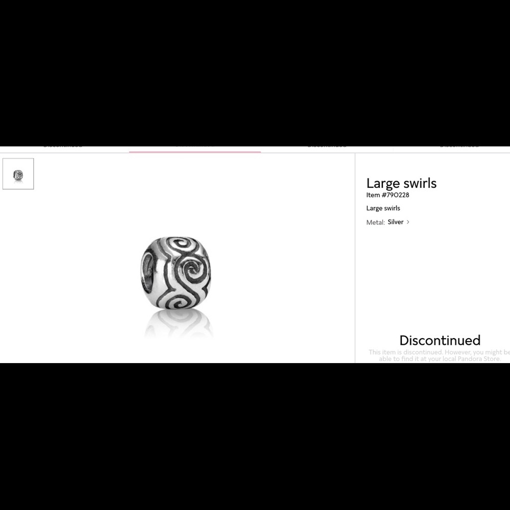 Retired Pandora Large Swirls Sterling Silver Charm